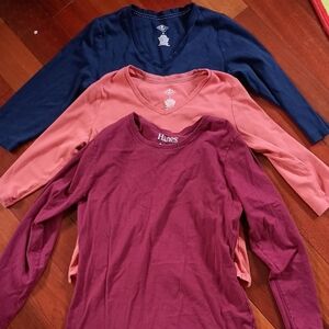 EUC Women's 100% cotton Shirts - Navy, Coral, and Burgundy
